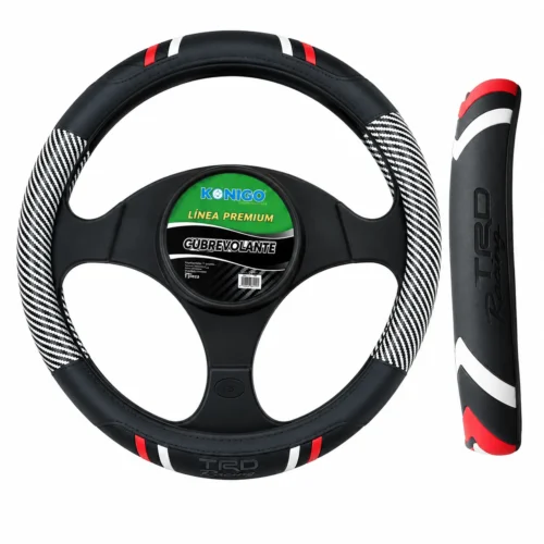SHI996:BK FUNDA DE VOLANTE AUTOMOTRIZ TACTO-PIEL NEGRO CON LOGO NEGRO (PZA)