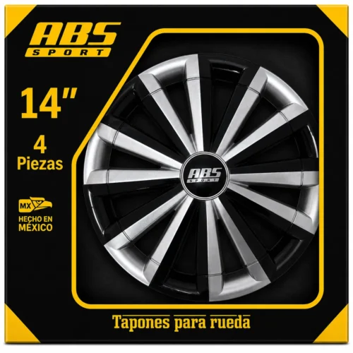 TAPON ABS LINEA BICOLOR RIN 14 GRIS/NEG MOD. 0021