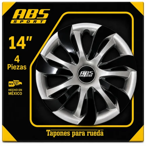 TAPON ABS LINEA BICOLOR RIN 14 GRIS/NEG MOD. 0030