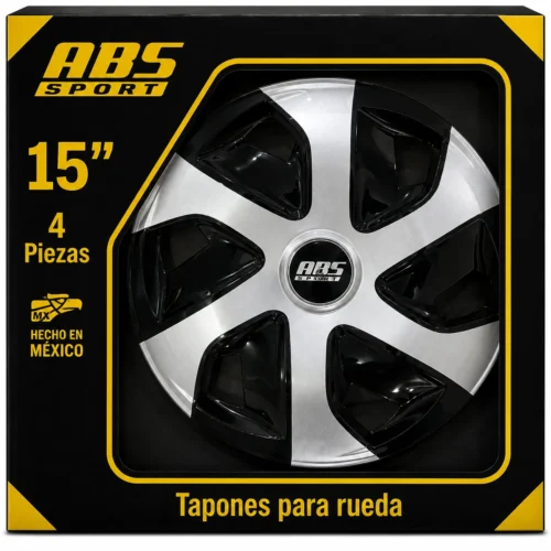 TAPÓN ABS LINEA BICOLOR RIN 15 GRIS/NEG MOD. 0017 IBIZA