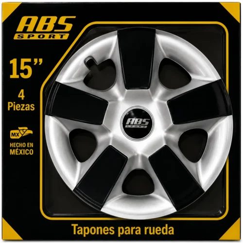 TAPÓN ABS LINEA BICOLOR RIN 15 GRIS/NEG MOD. 0019