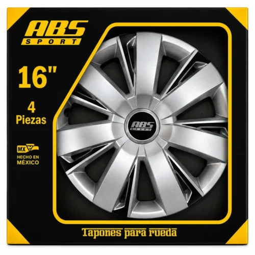 TAPÓN ABS LINEA BICOLOR RIN 16 GRIS/NEG MOD. 0003