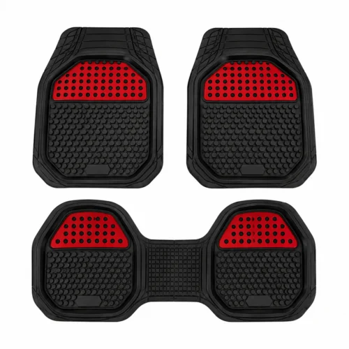 TAPETE 3 PIEZAS CHAROLA CARBON-ROJO (JGO)
