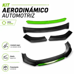 LIP SPOILER UNIVERSAL 183CM NEGRO CON  BORDE GREEN (JUEGO)