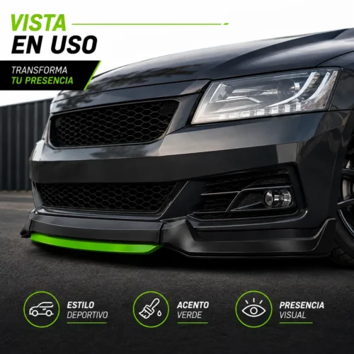 LIP SPOILER UNIVERSAL 183CM NEGRO CON  BORDE GREEN (JUEGO)