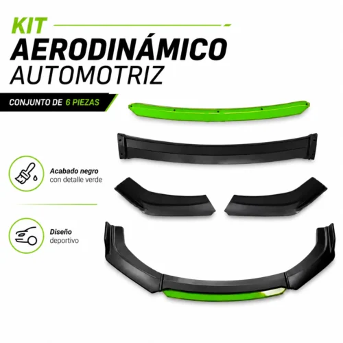 LIP SPOILER UNIVERSAL 183CM NEGRO CON  BORDE GREEN (JUEGO)