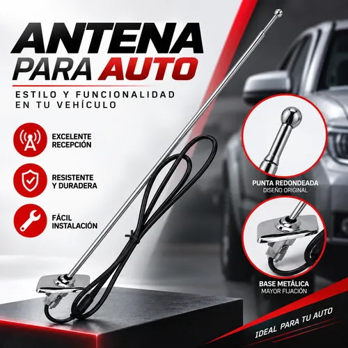 ANTENA PARA FORD DE 3 SECCIONES CON RESORTE Y BASE CUADRADA (PIEZA)