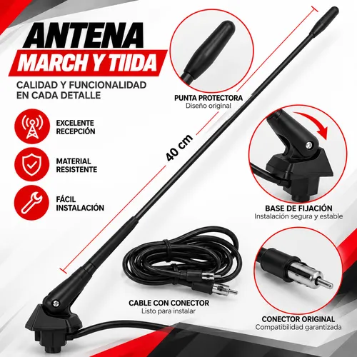 ANTENA COMPLETA PARA TOLDO CON CABLE PARA MARCH Y TIIDA (PIEZA)