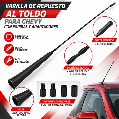 VARILLA DE REPUESTO AL TOLDO PARA CHEVY CON ESPIRAL Y ADAPTADORES. (PIEZA)