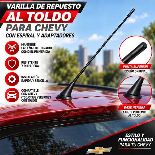 VARILLA DE REPUESTO AL TOLDO PARA CHEVY CON ESPIRAL Y ADAPTADORES. (PIEZA)