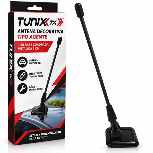 ANTENA DECORATIVA TIPO AGENTE, MI CON BASE CUADRADA METÁLICA 5 CM DE LARGO (PIEZA)