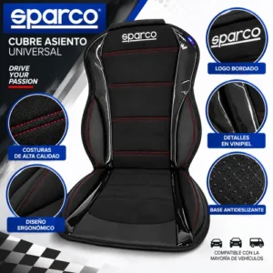 RESPALDO VENTILADO ERGONOMICO CON FIBRA NEGRO SPARCO