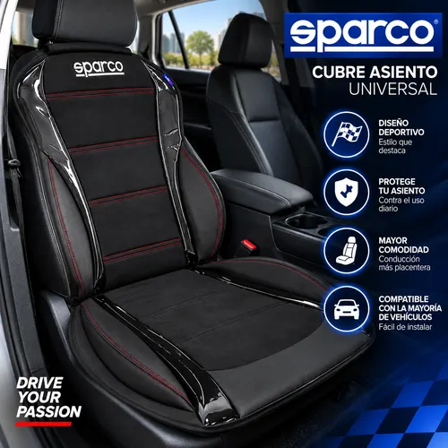 RESPALDO VENTILADO ERGONOMICO CON FIBRA NEGRO SPARCO