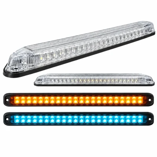 PLAFON UNIVERSAL LATERAL 24 LEDS BICOLOR 25 X 4 X 3CM 12/24V AMBAR/AZUL ICE APARATO ALUMBRADO SENAL UNIV. (PZA)