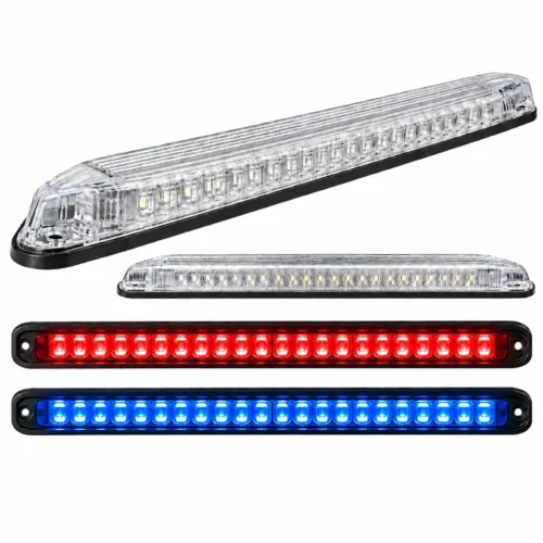 PLAFON UNIVERSAL LATERAL 24 LEDS BICOLOR 25 X 4 X 3CM 12/24V ROJO/AZUL APARATO ALUMBRADO SENAL UNIV. (PZA)