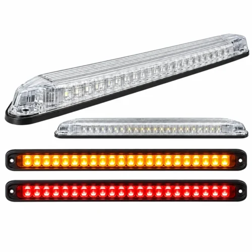 PLAFON UNIVERSAL LATERAL 100 LEDS BICOLOR 45.2 X 4 X 3CM 12/24V AMBAR/ROJO APARATO ALUMBRADO SENAL UNIV. (PZA)