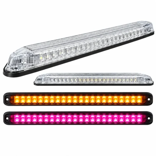 PLAFON UNIVERSAL LATERAL 24 LEDS BICOLOR 25 X 4 X 3CM 12/24V AMBAR/ROSA APARATO ALUMBRADO SENAL UNIV. (PZA)