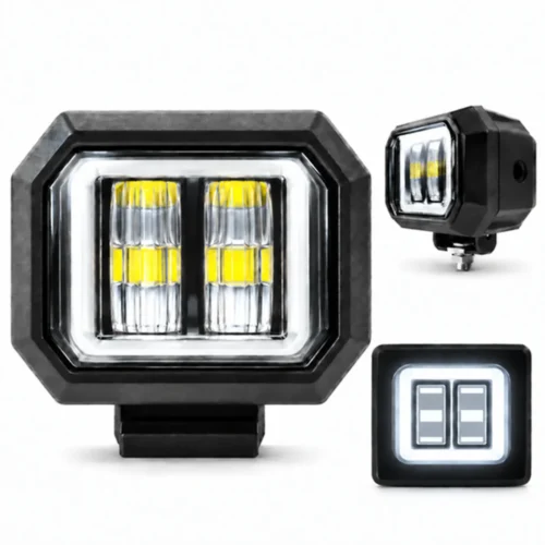 FARO DE LED DE 20 WATT CON ARILLO BLANCO LUZ FIJA Y ESTROBO 12/24V (PAR)