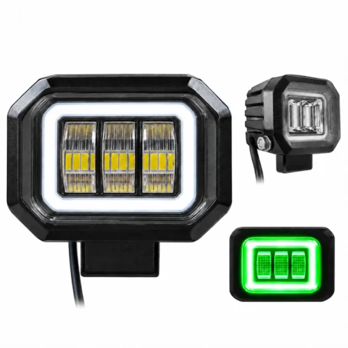 FARO DE LED DE 30 WATT CON ARILLO VERDE LUZ FIJA Y ESTROBO 12V/24V (PAR)