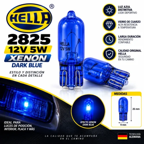 FOCO HELLA XENON 2825 12V 5W DARK BLUE