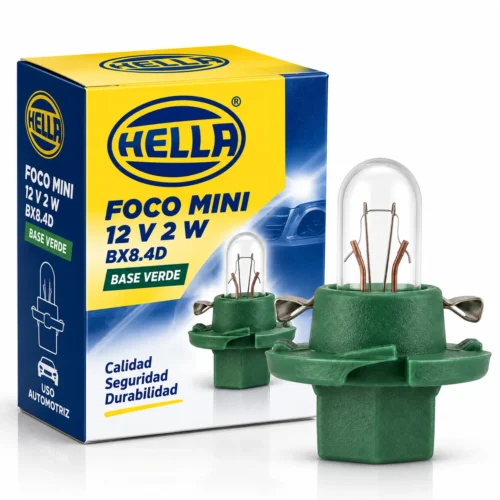 FOCO HELLA MINI 12V 2W BX8.4D BASEBLANCA/VERDE