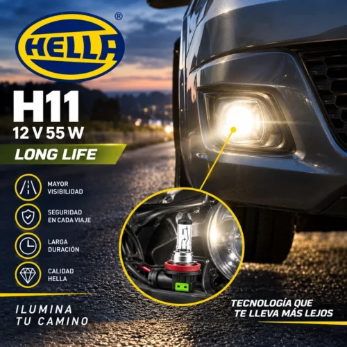 FOCO HELLA H11 12V 55W LONG LIFE