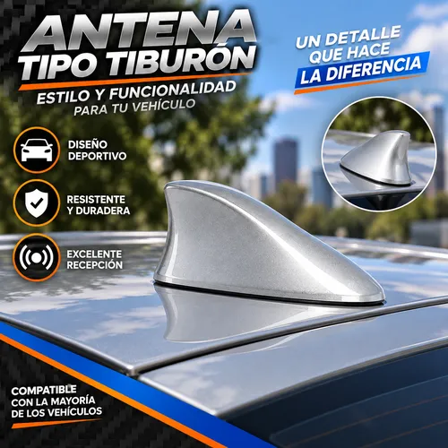 ANTENA DE ADORNO TIPO TIBURON / PLATA (PZA)