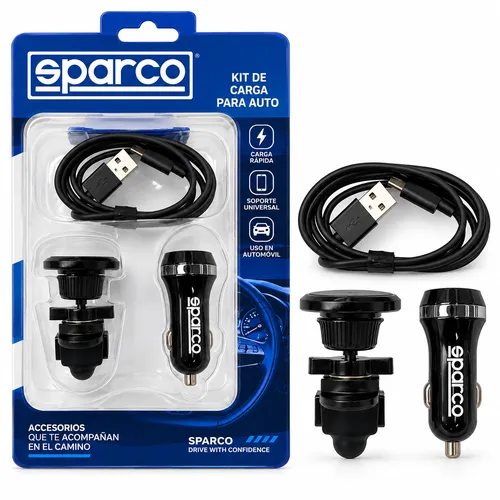 KIT SPARCO ADAPTADOR, CABLE TIPO C, SOPORTE CELULAR
