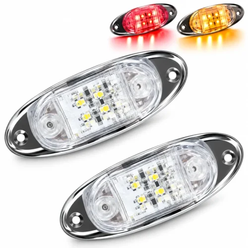 PLAFON UNIVERSAL LATERAL 12 LEDS BICOLOR 12/24V AMBAR/ROJO APARATO ALUMBRADO SENAL UNIV. (PAR)