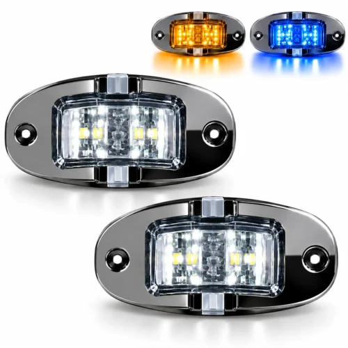 PLAFON UNIVERSAL LATERAL 18 LED BICOLOR CON BICEL CROMADO 12/24V AMBAR/AZUL APARATO ALUMBRADO SENAL UNIV. (PAR)