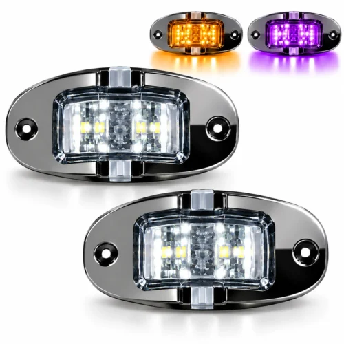 PLAFON UNIVERSAL LATERAL 18 LED BICOLOR CON BICEL CROMADO 12/24V AMBAR/MORADO APARATO ALUMBRADO SENAL UNIV. (PAR)