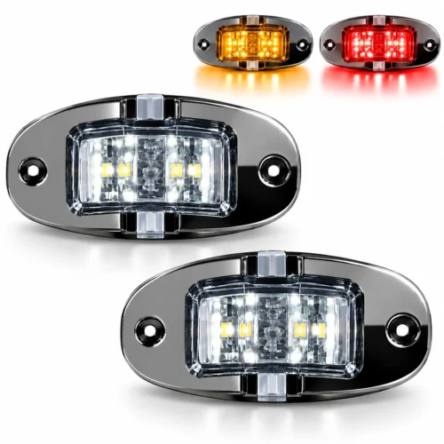 PLAFON UNIVERSAL LATERAL 18 LED BICOLOR CON BICEL CROMADO 12/24V AMBAR/ROJO APARATO ALUMBRADO SENAL UNIV. (PAR)