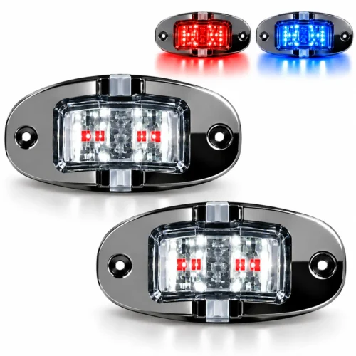 PLAFON UNIVERSAL LATERAL 18 LED BICOLOR CON BICEL CROMADO 12/24V ROJO/AZUL APARATO ALUMBRADO SENAL UNIV. (PAR)