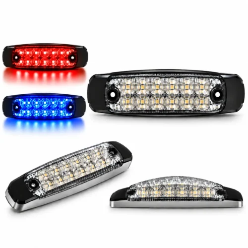 PLAFÓN UNIVERSAL LATERAL 24 LEDS BICOLOR-BASE DE PLÁSTICO 12V/24V ROJO/AZUL APARATO ALUMBRADO SENAL UNIV. (PZA)
