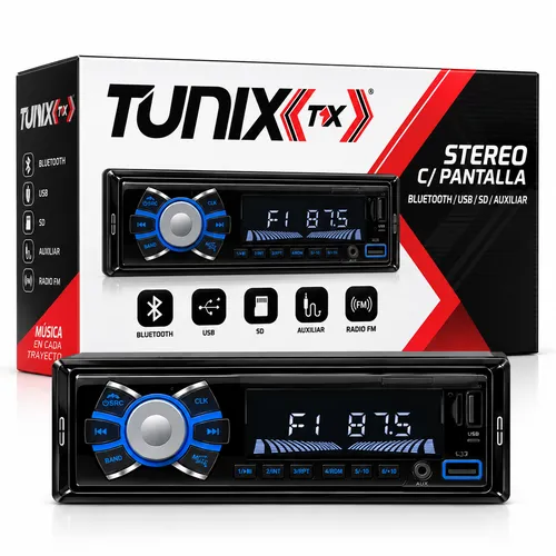 STEREO C/ PANTALLA FM BLUETOOTH USB SD AUXILIAR IN 45W (PIEZA)