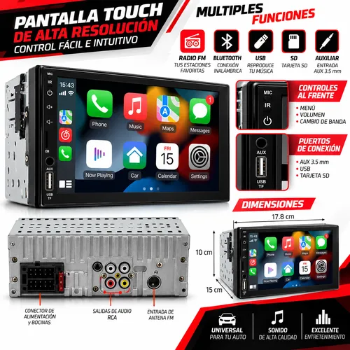 STEREO C/ PANTALLA TOUCH FM BLUETOOTH USB SD AUXILIAR IN / MIRRORLINK (PIEZA)