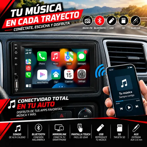 STEREO C/ PANTALLA TOUCH FM BLUETOOTH USB SD AUXILIAR IN / MIRRORLINK (PIEZA)