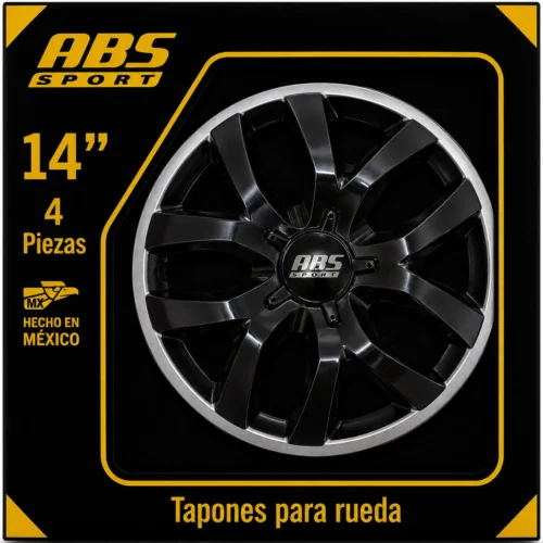 TAPÓN ABS LINEA BICOLOR RIN 14 NEG/GRIS MOD R14-6