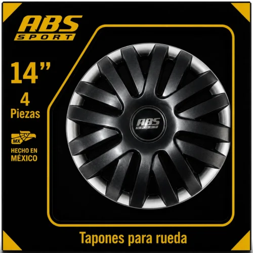 TAPÓN ABS LINEA BICOLOR RIN 14 NEG/GRIS MOD R14-8