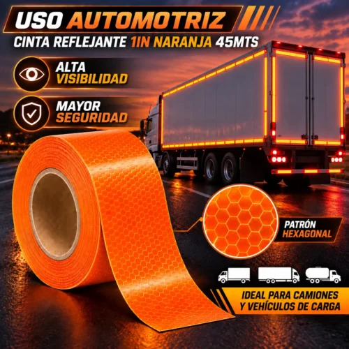 CINTA REFLEJANTE 1IN NARANJA 45MTS