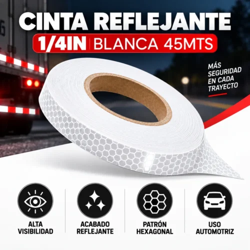 CINTA REFLEJANTE 1/4IN BLANCA 45MTS