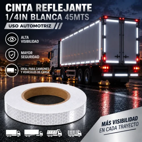 CINTA REFLEJANTE 1/4IN BLANCA 45MTS