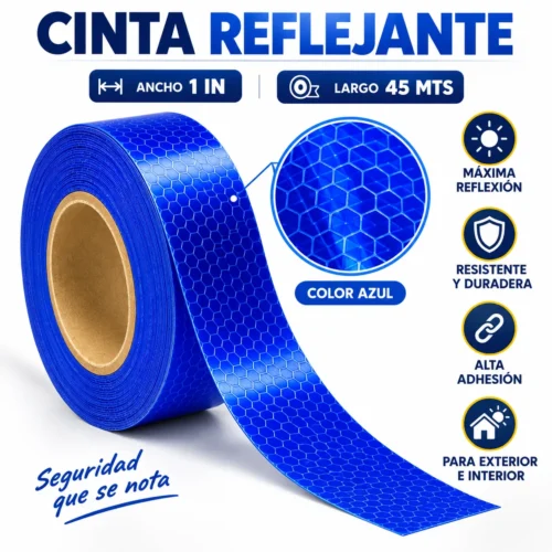 CINTA REFLEJANTE 1IN AZUL 45MTS