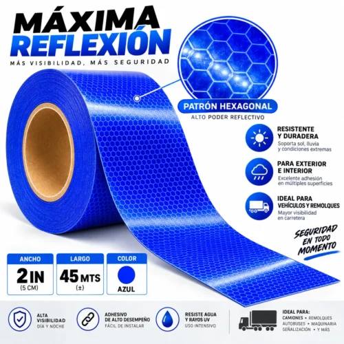 CINTA REFLEJANTE 2IN AZUL 45MTS