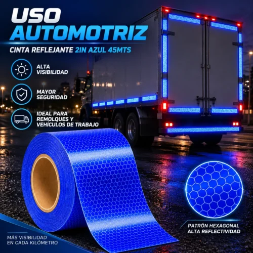 CINTA REFLEJANTE 2IN AZUL 45MTS