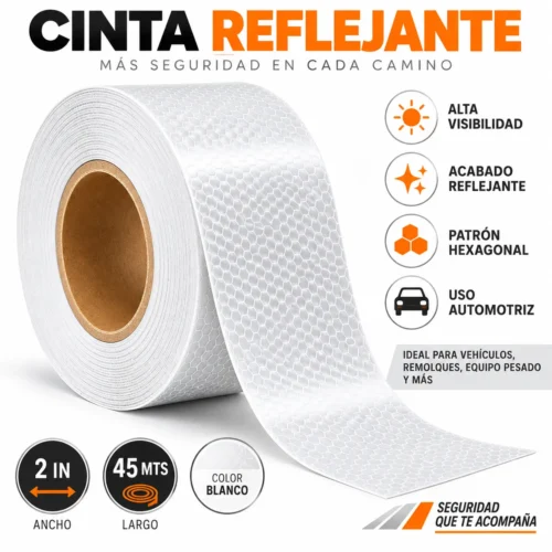 CINTA REFLEJANTE 2IN BLANCO 45MTS
