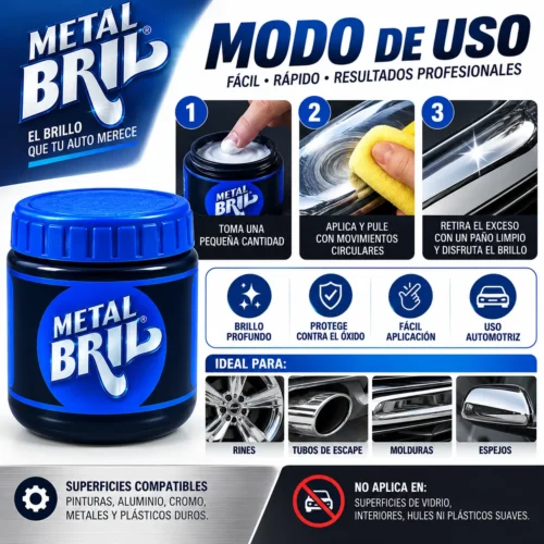 CREMA ABRILLANTADORA DE METALES CRISTALES Y MICAS METALBRIL 500 GR