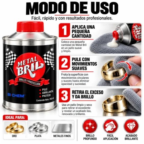 PULIDOR LIQUIDO PARA METALES METAL POLISH 250 ML
