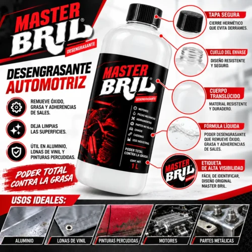 LIMPIADOR DE ALUMINIO Y VINIL MASTER BRIL BLANCO 1 LT