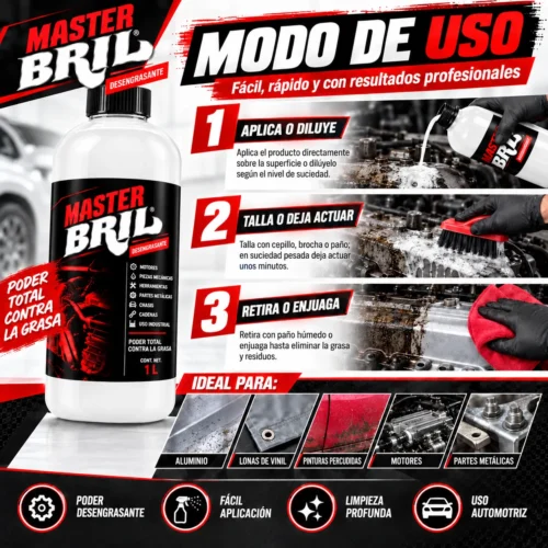 LIMPIADOR DE ALUMINIO Y VINIL MASTER BRIL BLANCO 1 LT